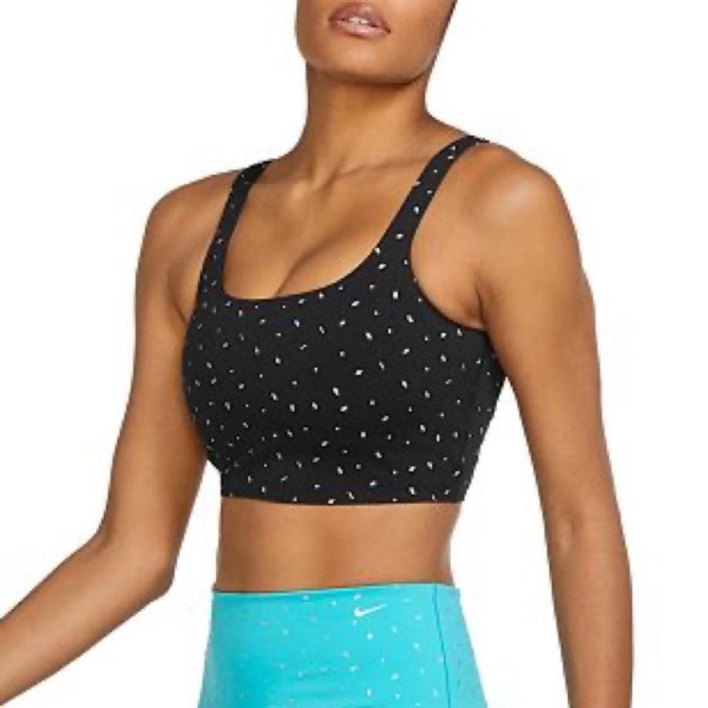 Nike boutique BTQ gems crop top sports bra black silver white
